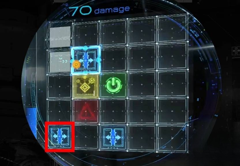 Blue damage nodes along a hacking path